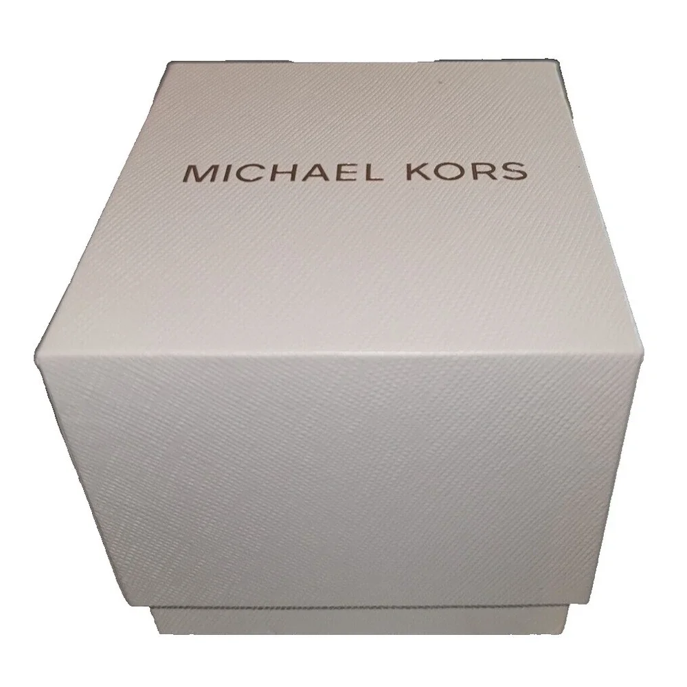 Michael Kors woman's 3 hand watch Corey crystals brown logo band NWT MKO1026